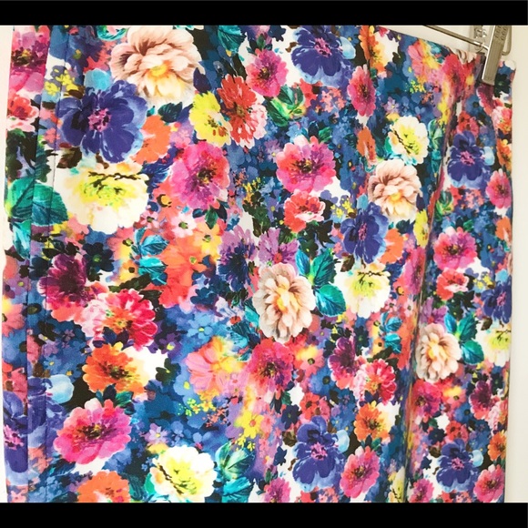 Zara multicoloured floral stretchy pencil skirt - Picture 7 of 10